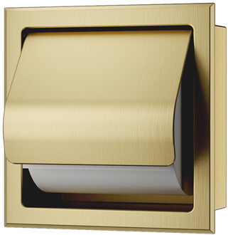 Xellanz Rocko Toiletrolhouder met Klep - Inbouw - Geborsteld Messing