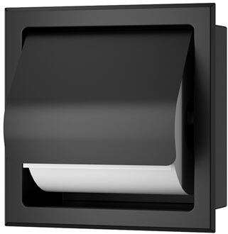 Xellanz Rocko Toiletrolhouder met Klep - Inbouw - Mat Zwart