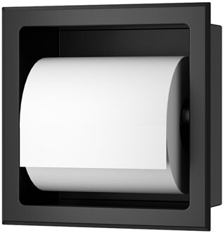 Xellanz Rocko Toiletrolhouder zonder Klep - Inbouw - Mat Zwart