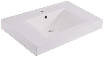 Xellanz Tigris Wastafel Enkel met 1 Kraangat - 60x46x8cm - Kunstmarmer - Glans Wit