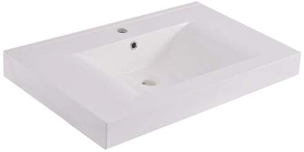 Xellanz Tigris Wastafel Enkel met 1 Kraangat - 80x46x8cm - Kunstmarmer - Glans Wit