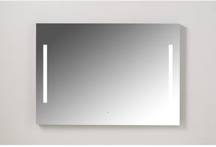 XENZ Badkamerspiegel Xenz Pacengo 120x70 cm Industrieel Zwart Frame met Verlichting en Spiegelverwarming Aluminium