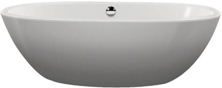 XENZ Britt vrijstaand bad acryl 190x95x60cm wit glans met afvoer/overloopcombinatie zwart mat