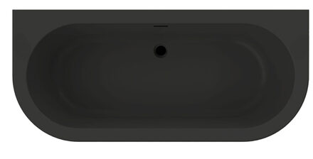 XENZ Charley XS hoekbad - 165x76cm - waste zwart mat - met overloop - Middenopstelling - Acryl Ebony 7020-29-29 Ebony (Zwart)