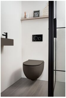 XENZ Gio randloos hangend toilet met softclose zitting bruin