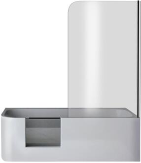 XENZ GO! inloop douchebad acryl 180x80x60cm rechts wit glans inclusief douchescherm met waste wit glans