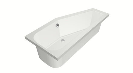 XENZ Lagoon compact ligbad - 160x75cm - met overloop - zonder afvoer - Hoekopstelling rechts - Acryl Edelweiss mat 6981-03 Wit mat