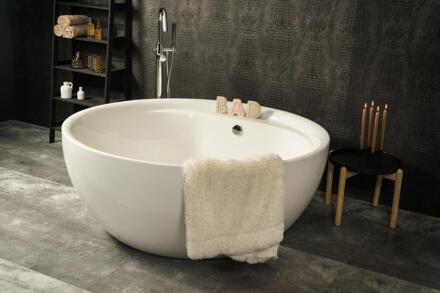 XENZ Max vrijstaand bad rond acryl 160x160x60cm wit glans met afvoer/overloopcombinatie wit glans