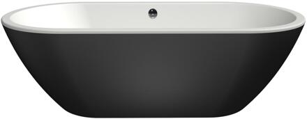 XENZ Rens vrijstaand bad acryl 190x90x60cm wit mat/zwart mat met afvoer/overloopcombinatie wit mat
