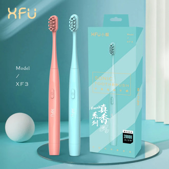 XFU Sonic Electric Toothbrush Ultrasonic Battery Automatic Smart Tooth Brush Fruit Scent Teeth Clean Waterproof Replacement