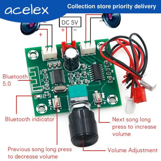 XH-A158 ultra clear Bluetooth 5.0 power amplifier board pam8403 small power DIY wireless speaker amplifier board 5W*2