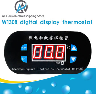 XH-W1308 Adjustable Dual LED Digital Display Temperature Controller Thermostat Switch DC 12V AC 110V-220V Cool Heat Sensor Red