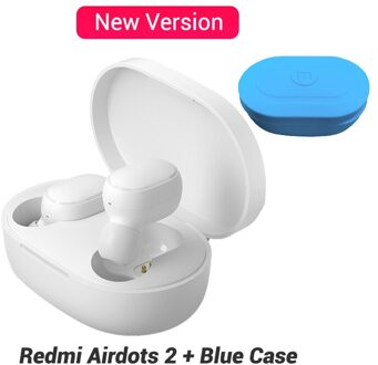Xiaomi Redmi Airdots 2 Bluetooth Oortelefoon Jeugd Mi Echte Draadloze Hoofdtelefoon Bluetooth 5.0 Tws Air Stippen Headset Zwart add blauw Case