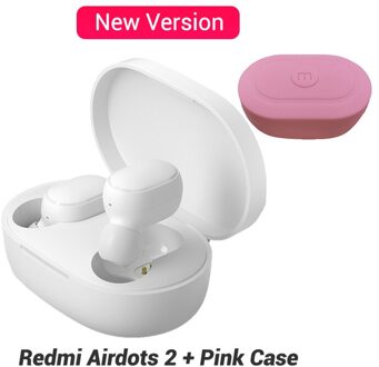 Xiaomi Redmi Airdots 2 Bluetooth Oortelefoon Jeugd Mi Echte Draadloze Hoofdtelefoon Bluetooth 5.0 Tws Air Stippen Headset Zwart add roze Case