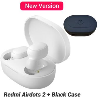 Xiaomi Redmi Airdots 2 Bluetooth Oortelefoon Jeugd Mi Echte Draadloze Hoofdtelefoon Bluetooth 5.0 Tws Air Stippen Headset Zwart add zwart Case
