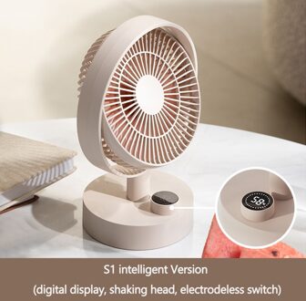 Xiaomi Sothing Desktop Fan Digitale Display Hoofd Schudden Usb Fan Traploze Windsnelheid Laag Geluidsniveau Draagbare Pluim Versie Voor Kantoor XM-YP-684-S1-wit