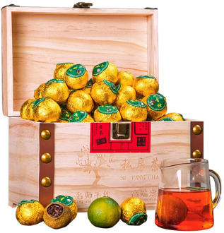 Xiaoqing (Green Snake) Citrus Palace Pu-Erh Tea Mandarin-Flavored Pu'er Tea Xinhui si fang cha Wooden Gift Set Tea 1000g