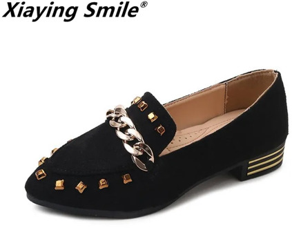 Xiaying Smile Women Pumps New Fashion Casual Shoes Spring Autumn Female Concise Mature Style Metal Decoration Pumps Shoes