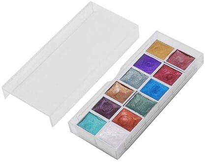 Xileyw Effen Aquarel Verf Set, Draagbare Ijzeren Doos Pigment Set, handgeschilderde Parel Kleur Nagel Is Geschikt Voor Art 12 kleur
