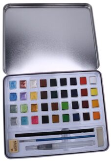 Xileyw Effen Aquarel Verf Set, Draagbare Ijzeren Doos Pigment Set, handgeschilderde Parel Kleur Nagel Is Geschikt Voor Art 36 kleur