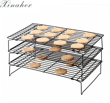 XINAHER 3 lagen stapelbaar koeling rack metalen cake cookie koekjes brood koelrek netto mat houder droog koeler voor koken