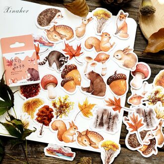 XINAHER 46 stks/partij herfst bos Kleine dieren pasta mini papier sticker pakket DIY dagboek decoratie sticker album scrapbooking