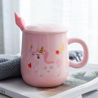 Xinchen Cartoon Eenhoorn Koffie Mok Met Deksel En 3D Ster Lepel Roze Koffie Melk Thee Cup Voor Meisjes W