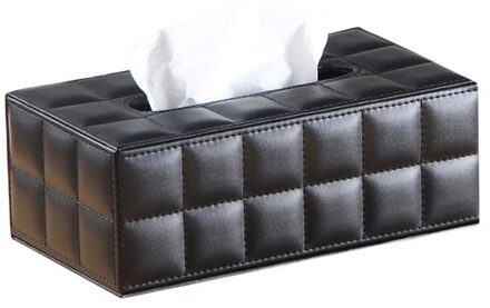 Xinchen Eenvoudige Pu Tissue Doos Rechthoek Papieren Handdoek Houder Desktop Servet Storage Container Keuken Tissue Lade Voor Thuis Kantoor Size L zwart