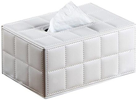 Xinchen Eenvoudige Pu Tissue Doos Rechthoek Papieren Handdoek Houder Desktop Servet Storage Container Keuken Tissue Lade Voor Thuis Kantoor Size S wit