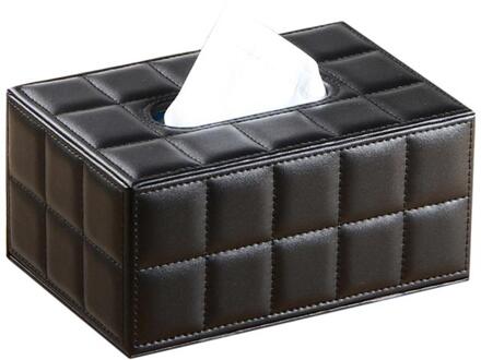 Xinchen Eenvoudige Pu Tissue Doos Rechthoek Papieren Handdoek Houder Desktop Servet Storage Container Keuken Tissue Lade Voor Thuis Kantoor Size S zwart