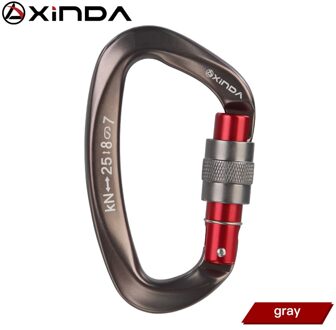 Xinda 25kN D-Vorm Karabijnhaak Klimmen Veiligheid Veiligheid Gesp Schroef Gates Master Lock Karabijnhaak Outdoor Klimmen Apparatuur XD-Q9628 grijs-1