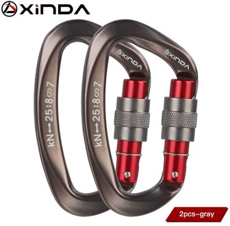 Xinda 25kN D-Vorm Karabijnhaak Klimmen Veiligheid Veiligheid Gesp Schroef Gates Master Lock Karabijnhaak Outdoor Klimmen Apparatuur XD-Q9628 grijs-2