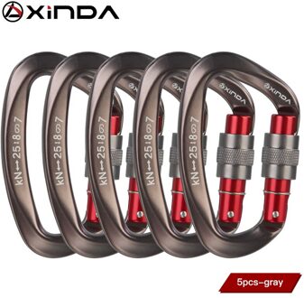 Xinda 25kN D-Vorm Karabijnhaak Klimmen Veiligheid Veiligheid Gesp Schroef Gates Master Lock Karabijnhaak Outdoor Klimmen Apparatuur XD-Q9628 grijs-5