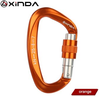 Xinda 25kN D-Vorm Karabijnhaak Klimmen Veiligheid Veiligheid Gesp Schroef Gates Master Lock Karabijnhaak Outdoor Klimmen Apparatuur XD-Q9628 oranje-1