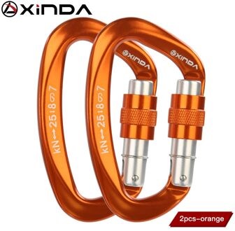 Xinda 25kN D-Vorm Karabijnhaak Klimmen Veiligheid Veiligheid Gesp Schroef Gates Master Lock Karabijnhaak Outdoor Klimmen Apparatuur XD-Q9628 oranje-2