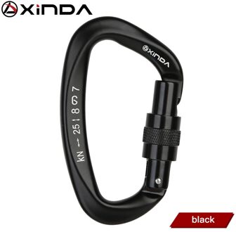 Xinda 25kN D-Vorm Karabijnhaak Klimmen Veiligheid Veiligheid Gesp Schroef Gates Master Lock Karabijnhaak Outdoor Klimmen Apparatuur XD-Q9628 zwart-1