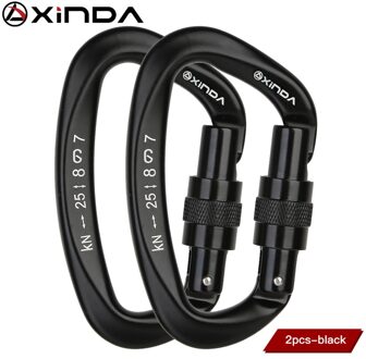 Xinda 25kN D-Vorm Karabijnhaak Klimmen Veiligheid Veiligheid Gesp Schroef Gates Master Lock Karabijnhaak Outdoor Klimmen Apparatuur XD-Q9628 zwart-2
