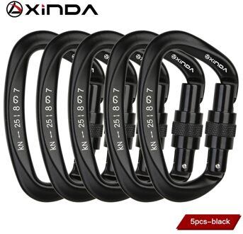 Xinda 25kN D-Vorm Karabijnhaak Klimmen Veiligheid Veiligheid Gesp Schroef Gates Master Lock Karabijnhaak Outdoor Klimmen Apparatuur XD-Q9628 zwart-5