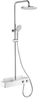 Xita Doucheset - Regendouche Ø 21 cm - Handdouche Ø 10 cm - Inclusief planchet - Met thermostaatkraan - Chroom/Wit