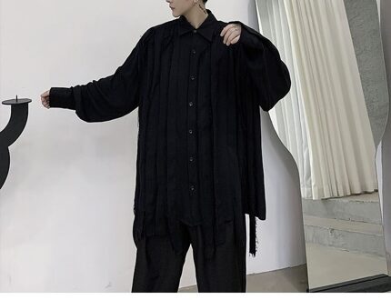 Xitao Kwastje Gebreide Blouse Mode Lente Enkele Borst Gestreepte Volledige Mouw Kleine Verse Casual Minderheid Shirt GCC3318 zwart GCC3318 / XL