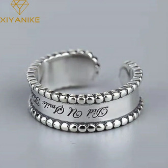 XIYANIKE 925 Sterling Silver Finger Rings Vintage Fashion Letter Thai Silver Handmade Jewelry for Women Couple Party Accessories