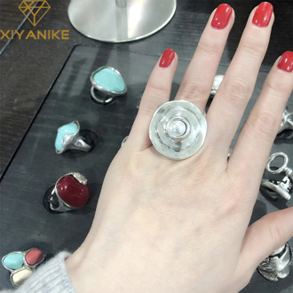 XIYANIKE 925 Sterling Silver French INS Trend Brand Exaggerated Large Pearl Round Irregular Ring Female Fashion Creativity Gifts
