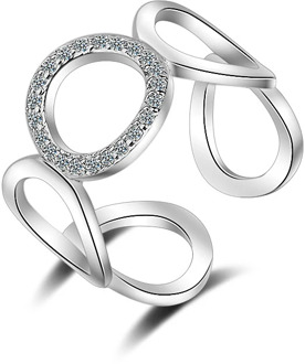 XIYANIKE 925 Sterling Silver Geometric Rings For Women Fashion Rose Gold CZ Zircon Resizable Rings Bague Femme Wedding Jewelry