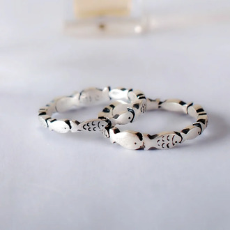 XIYANIKE 925 Sterling Silver Handmade Vintage Delicate Fish Ring New Trend Fine Jewelry Accessories for Women Wedding Couple