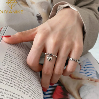 XIYANIKE 925 Sterling Silver Hot Sale Korean Love Chain Ring Female Retro Light luxury Cute Sexy Elegant Fashion Jewelry Кольцо