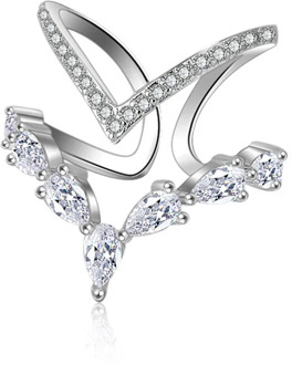 XIYANIKE 925 Sterling Silver Irregular Double Layer Zircon Resizable Jewelry Rings For Women Girls Friend Trendy Gift 2019 New