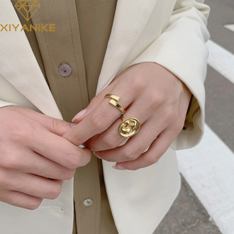 XIYANIKE 925 Sterling Silver Irregular Geometric Oval Open Finger Rings for Women Vintage Accessories Party Jewelry Gifts New