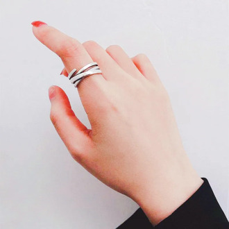 XIYANIKE 925 Sterling Silver Irregular retro opening For Women Jewelry Accessories Simple And Stylish Multi-layer Winding Ring