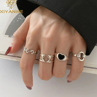 XIYANIKE 925 Sterling Silver Korea Heart-Shaped Love Peach Dollar Smiley Ring Female Hot Index Finger Tail Ring Fashion Trend