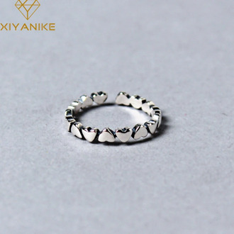 XIYANIKE 925 Sterling Silver Korean Style Simple Heart Opening Rings Wedding Party Design Creative Jewelry Accessories For Women